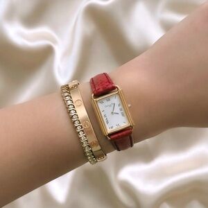 AUTHENTIC RARE VINTAGE DIOR RED LEATHER WATCH